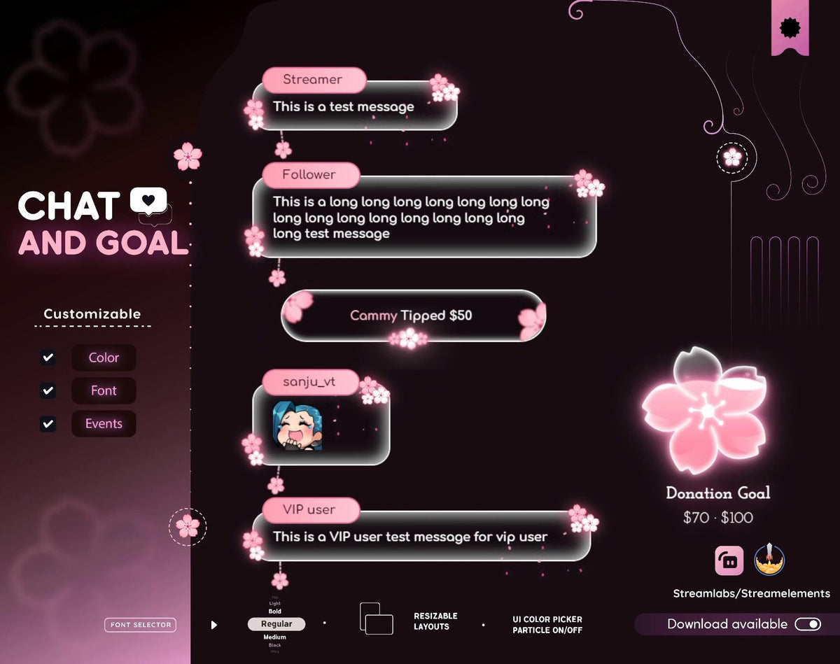 Sakura Chat Widget: Cherry Blossom Stream Overlay (Streamelements Setup Included)