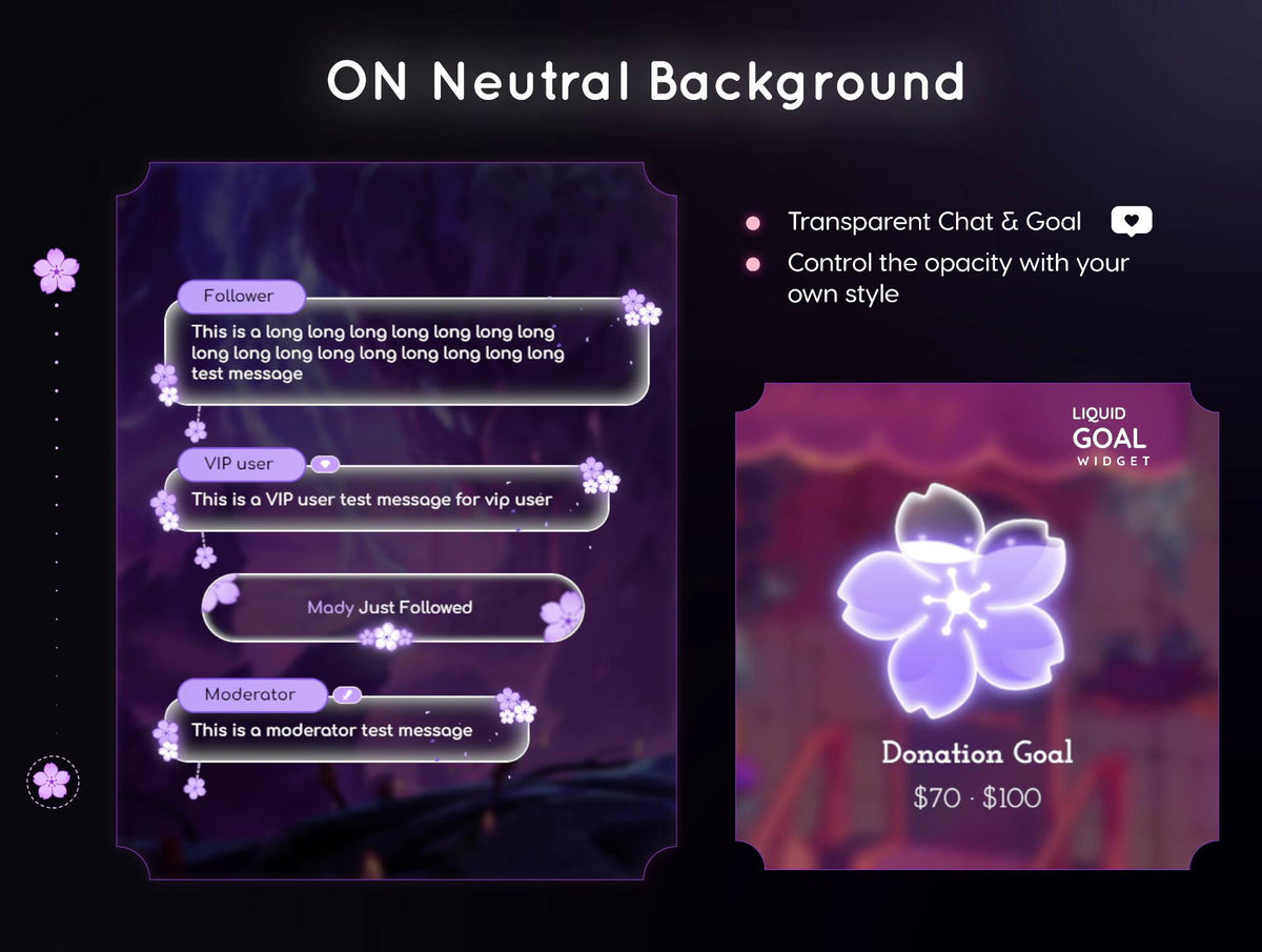 Purple Sakura Chat Widget: Stream Overlay for Twitch (Streamelements Digital Download)