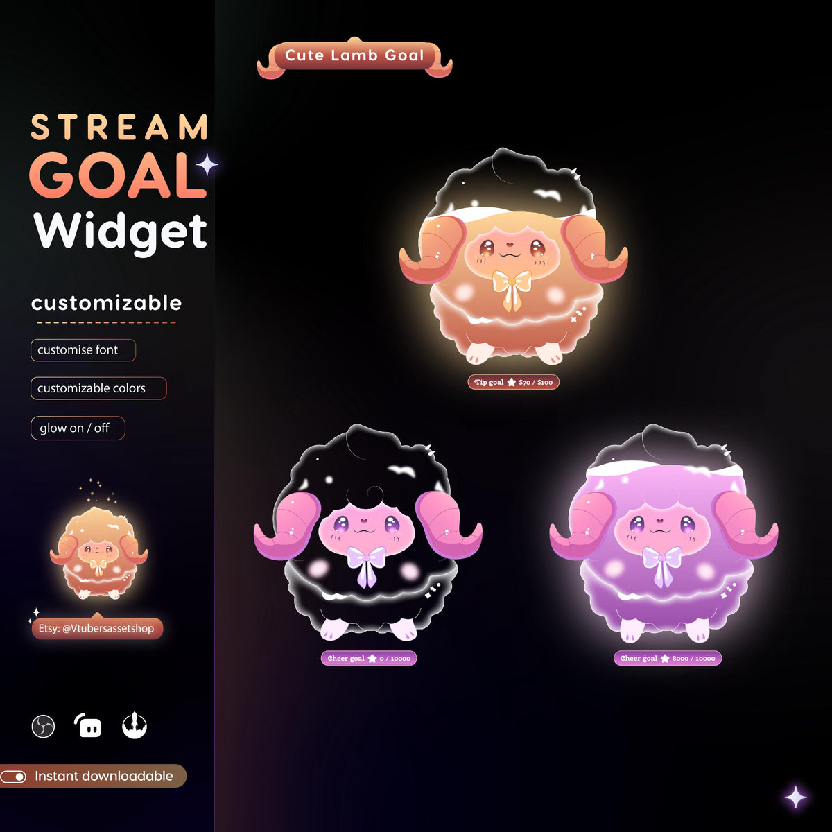 Lamb Stream Goal Widget | Streamlabs, Streamelements