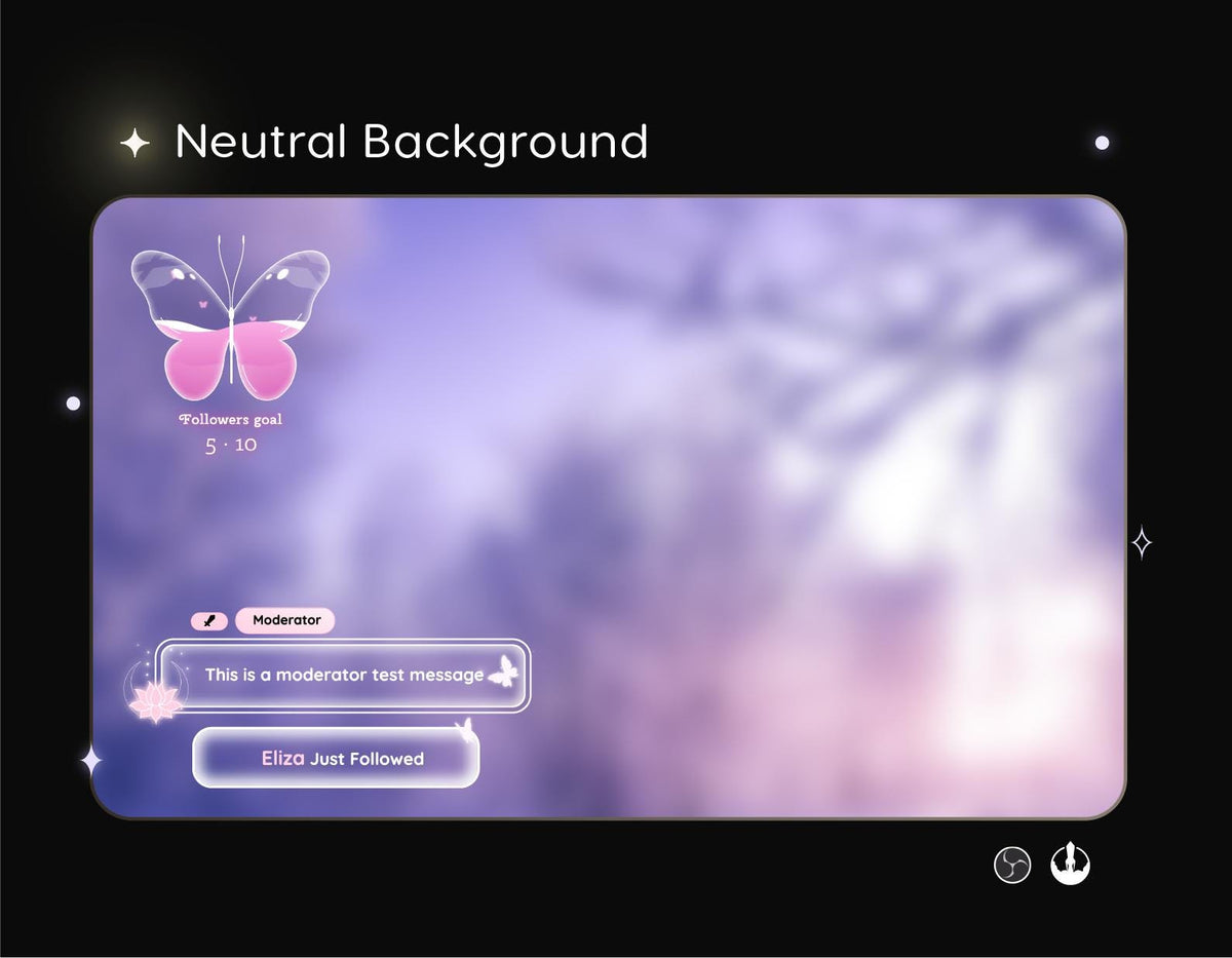 Lotus Butterfly Chat Widget | Twitch StreamElements Animated Glass Chat Goal Overlay | VTuber Streamer