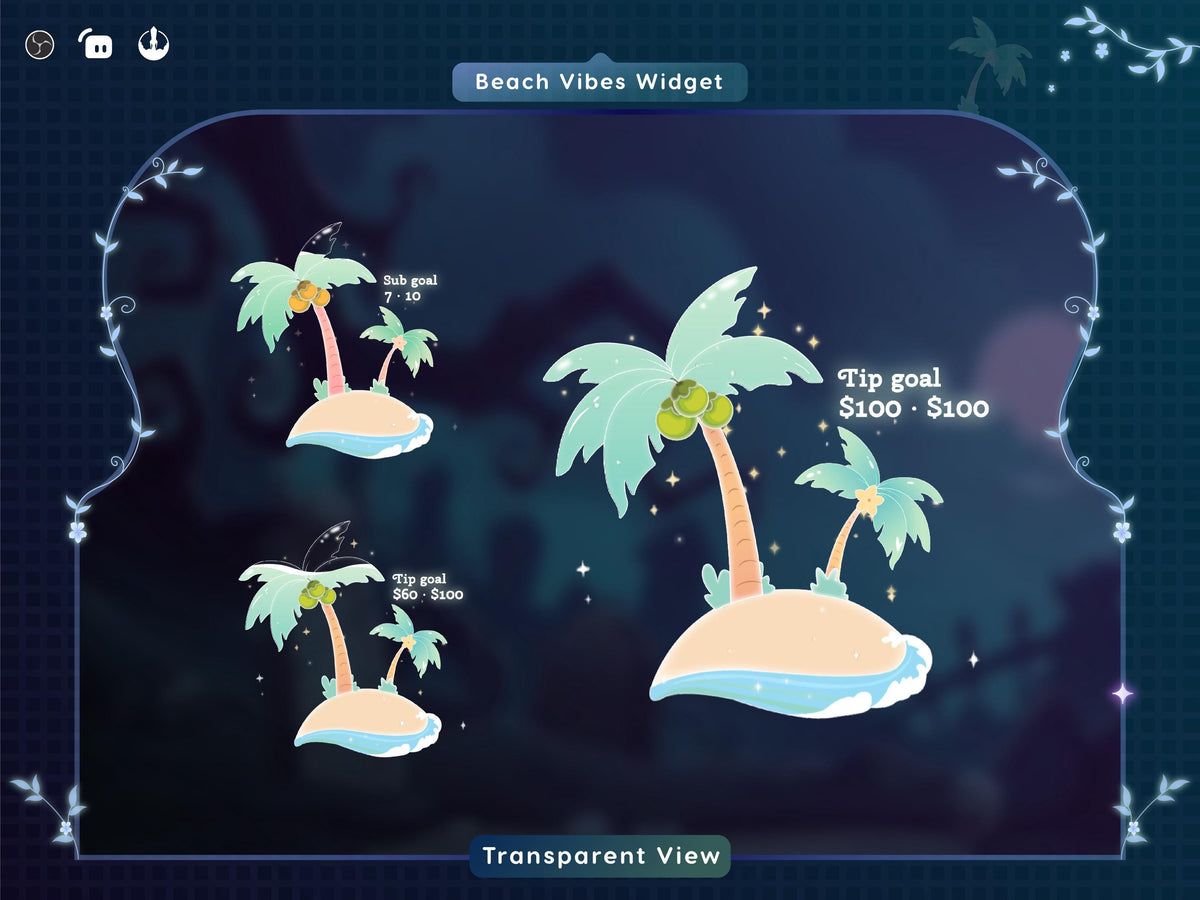 Sea Beach Goal Widget: Twitch Stream Overlay for Streamlabs/Streamelements