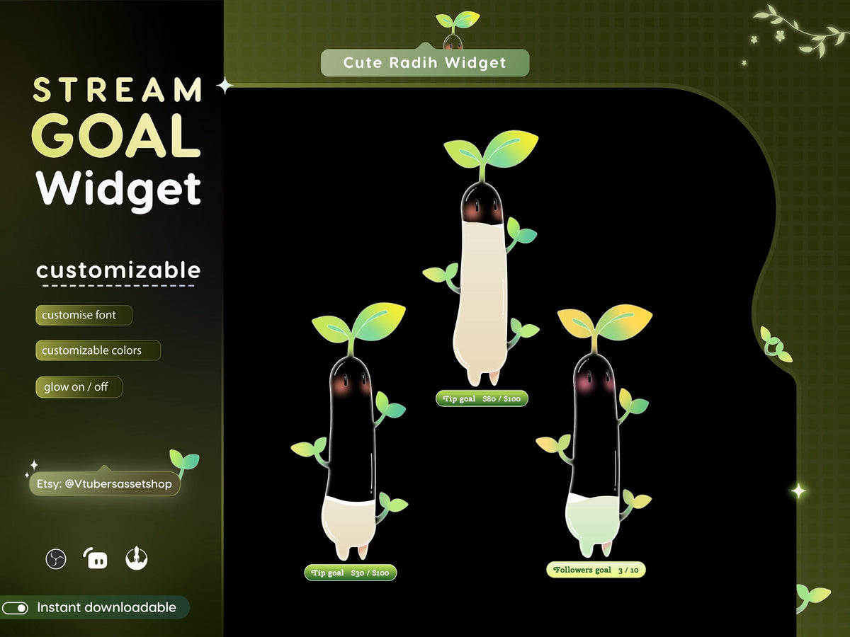 Radish Twitch Goal Widget | Stream Overlay (Digital Download)