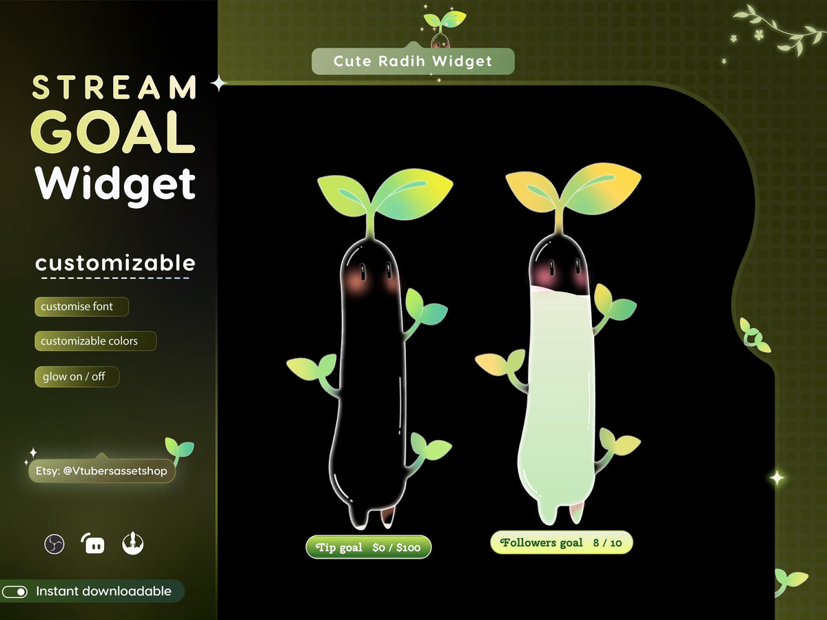 Radish Twitch Goal Widget | Stream Overlay (Digital Download)