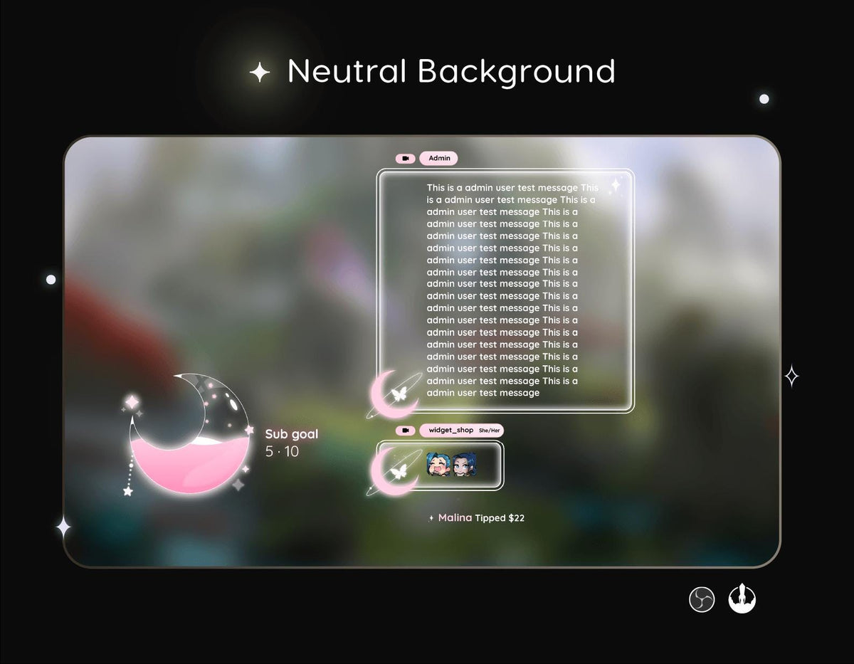 Moon Galaxy Chat Widget | Twitch StreamElements Animated Chat Goal Overlay | VTuber Streamer