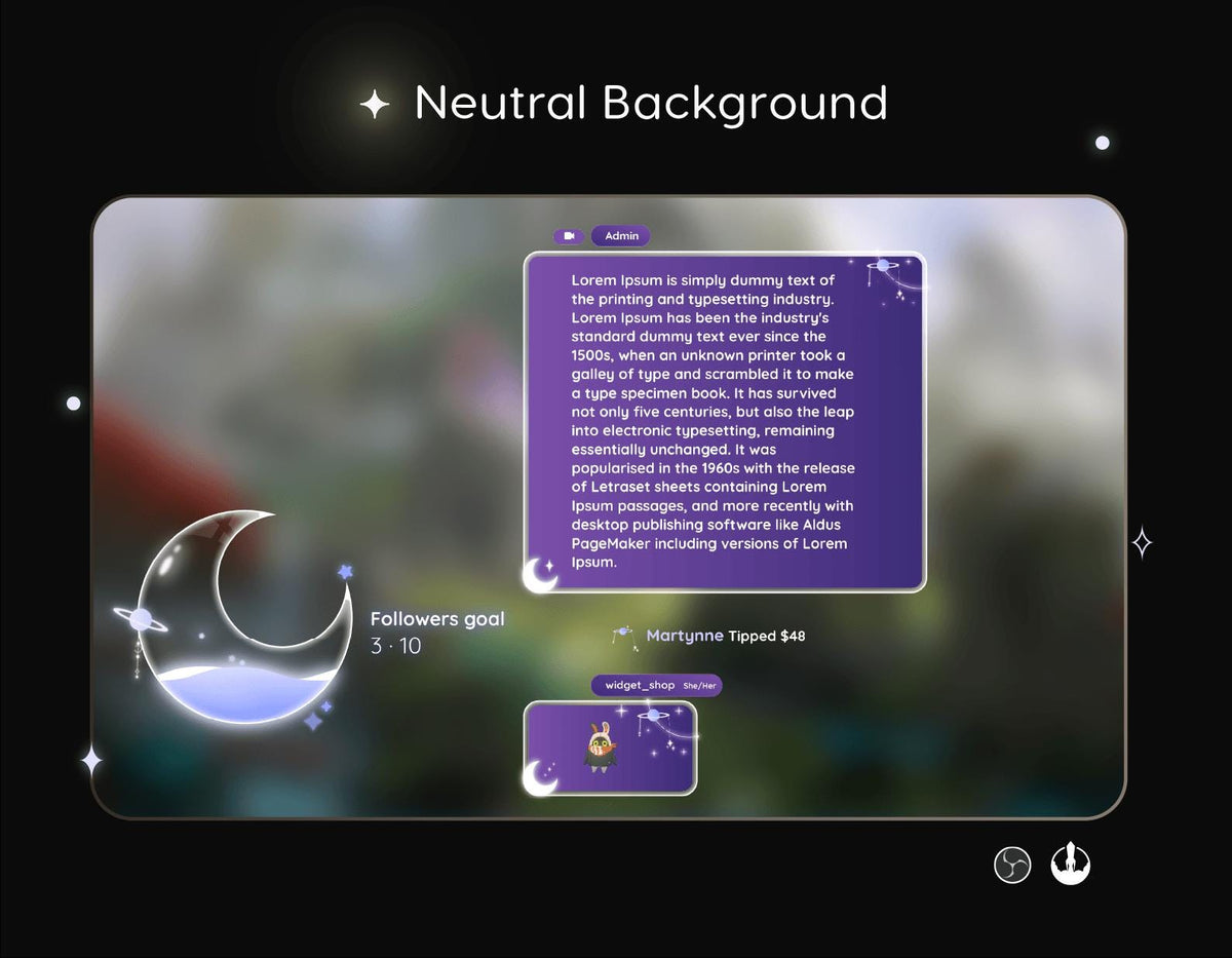 Cosmic Galaxy Chat Widget | Twitch StreamElements Animated Chat Goal Stream Overlay | VTuber Streamer