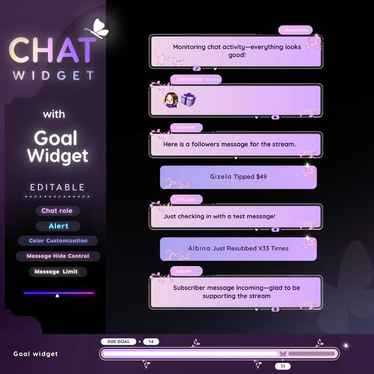 Celestial Twitch Chat Widget - StreamElements, Starry Theme (Digital Download))