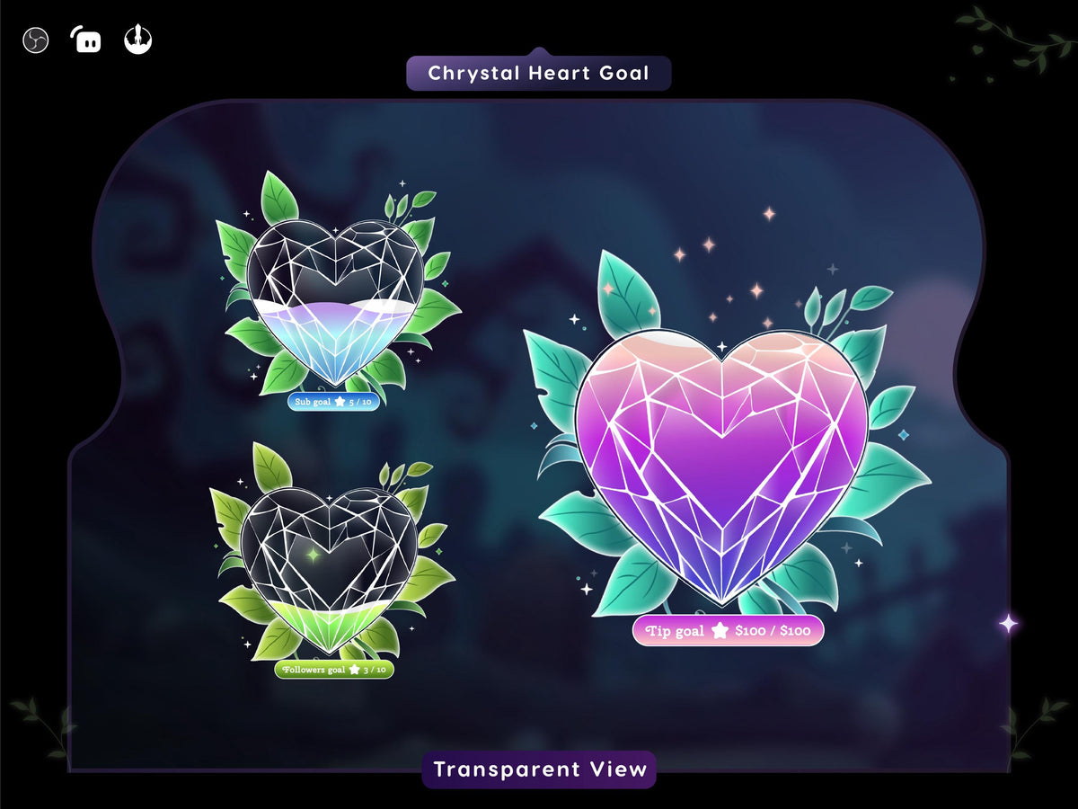 Crystal Heart Twitch Goal Widget: Stream Overlay for streamelements, Streamlabs, OBS