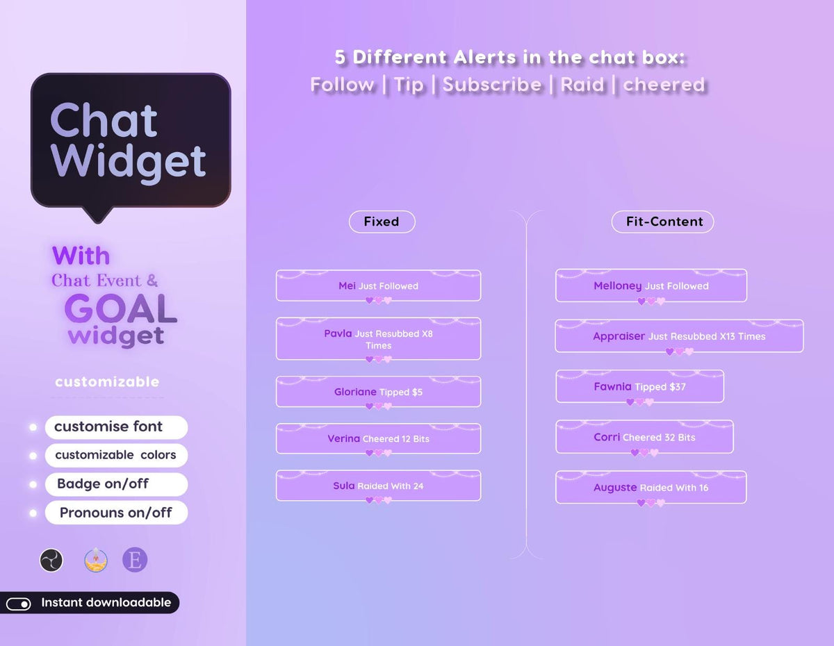 Nature Plants Chat Widget | Twitch StreamElements Animated Chat Goal Overlay | Cozy VTuber Streamer