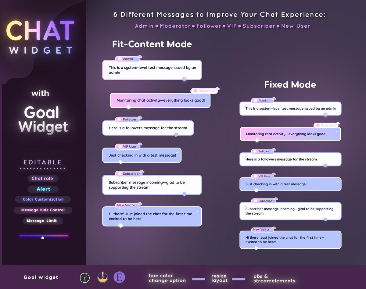 Gradient Twitch Chat Widget - Stream Alerts & Goal Tracker (Digital Download)