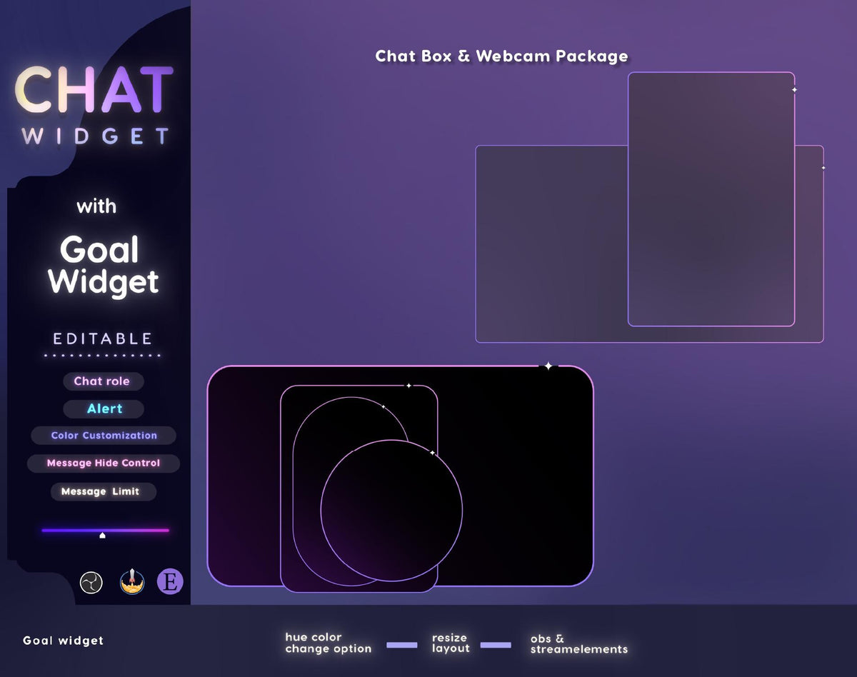 Anime Cartoonish Twitch Chat Widget - Pastel Starry Theme overlay (Digital Download)
