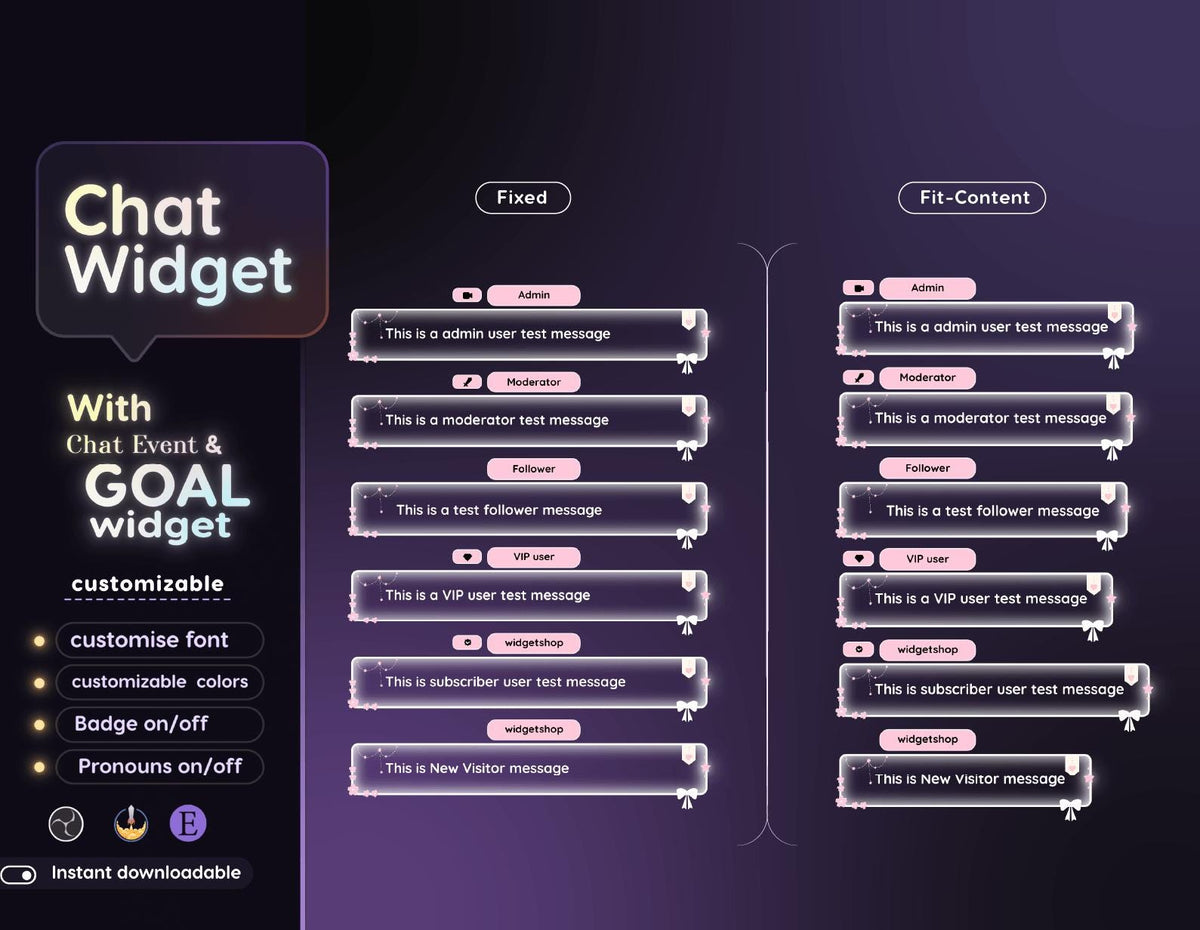 Sakura Floral Chat Widget | Twitch StreamElements Transparent Animated Chat Goal | VTuber Streamer