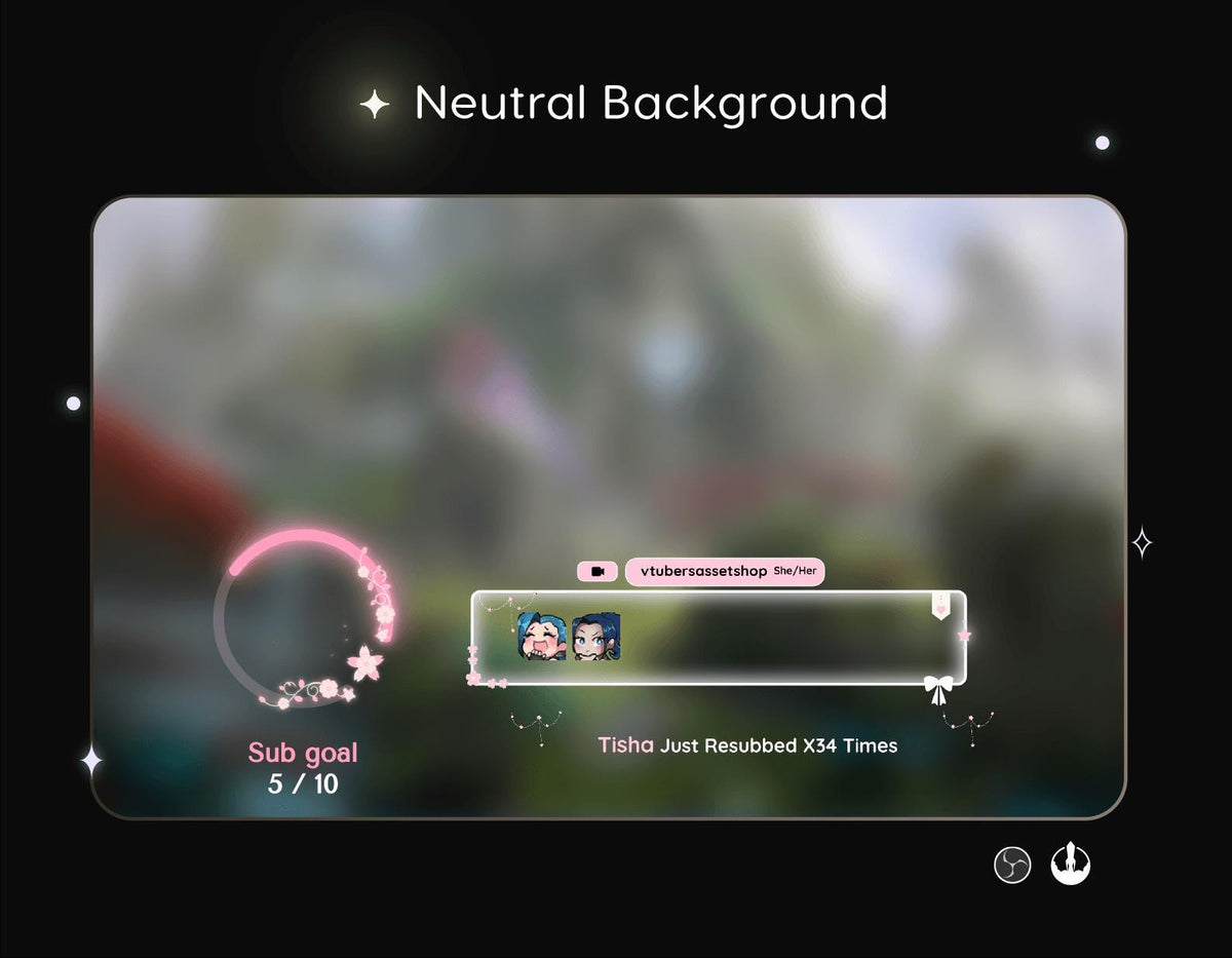 Sakura Floral Chat Widget | Twitch StreamElements Transparent Animated Chat Goal | VTuber Streamer