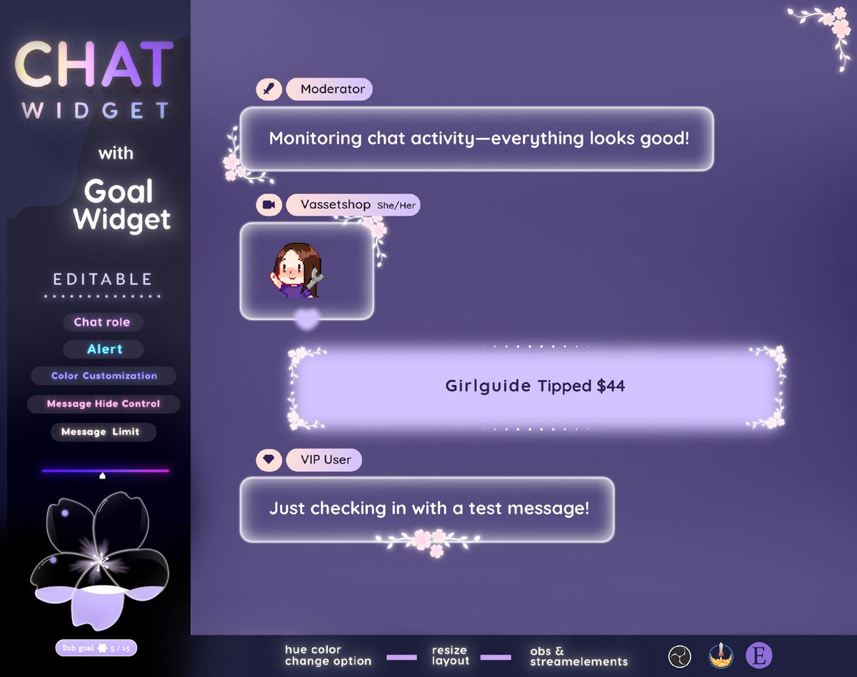 Sakura Twitch Chat Widget - Customizable Stream Overlay (Digital Download)