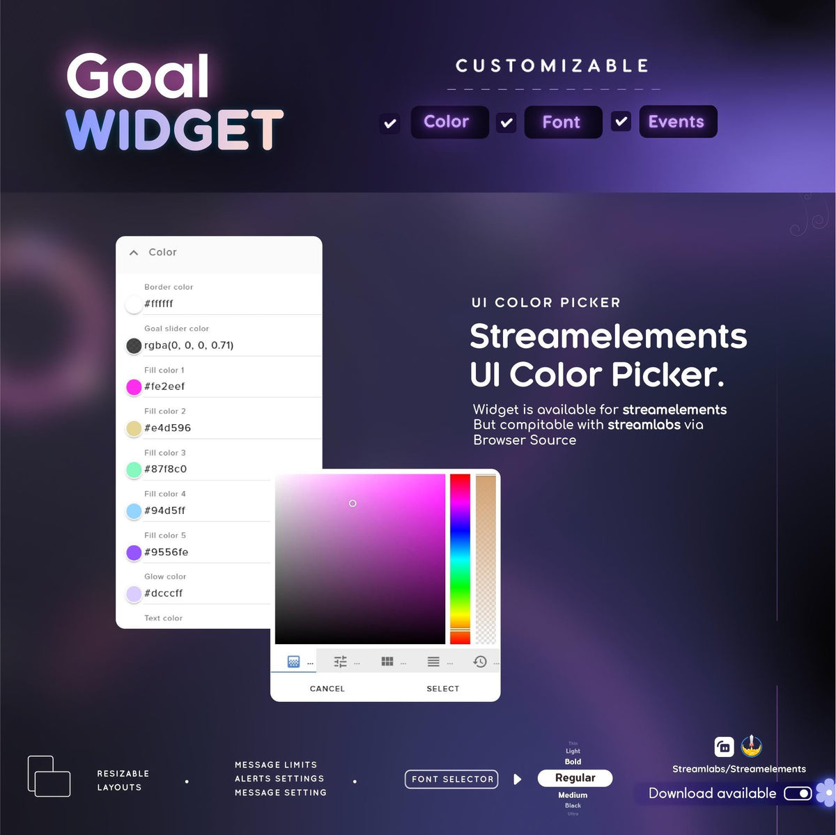 Rainbow Slider Goal Widget | Customizable Gradient Colors Goal Bars for Twitch Streamers | Streamelements OBS