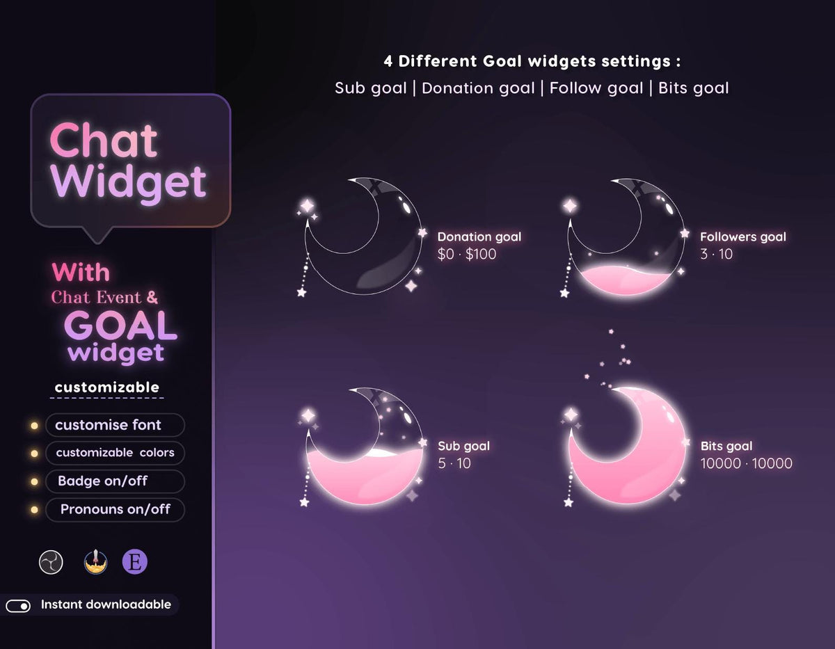 Butterfly Galaxy Chat Widget | Twitch StreamElements Animated Chat Goal Overlay | VTuber Streamer