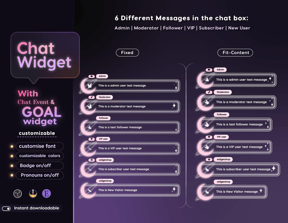 Butterfly Galaxy Chat Widget | Twitch StreamElements Animated Chat Goal Overlay | VTuber Streamer