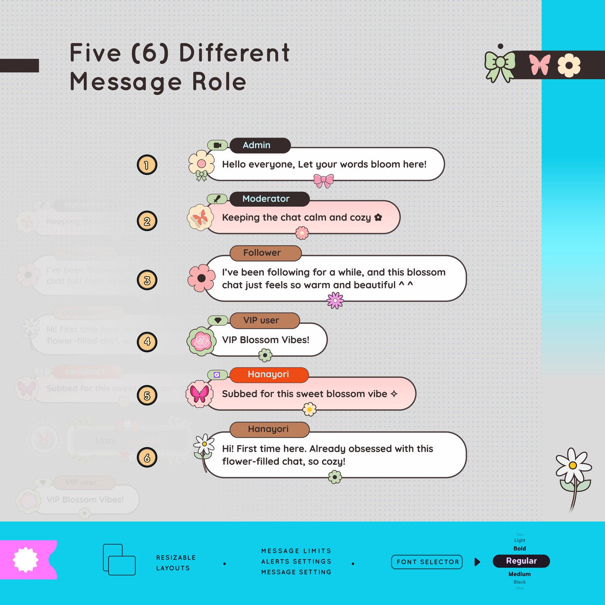 Flower Blossom Chat Widget: Customizable StreamElements Twitch Overlay (PDF Instructions Included