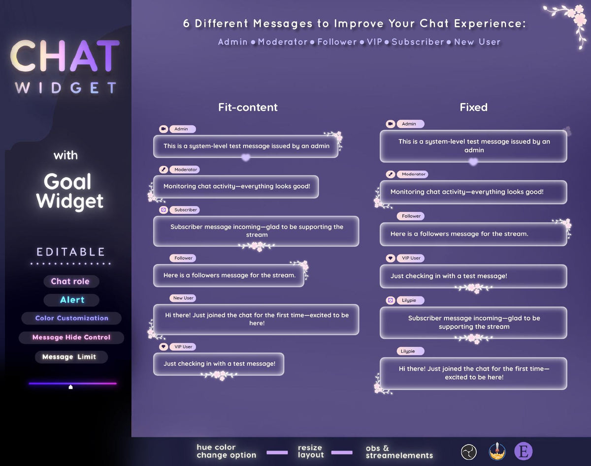 Sakura Twitch Chat Widget - Customizable Stream Overlay (Digital Download)