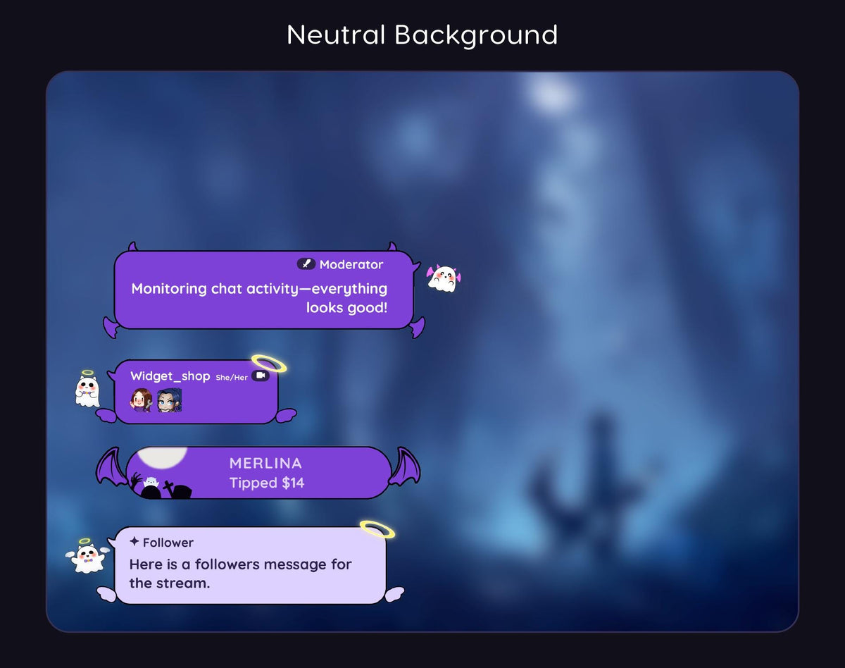 Spooky Twitch Chat Widget - Starry Night Stream Overlay for OBS/StreamElements (Digital Download)