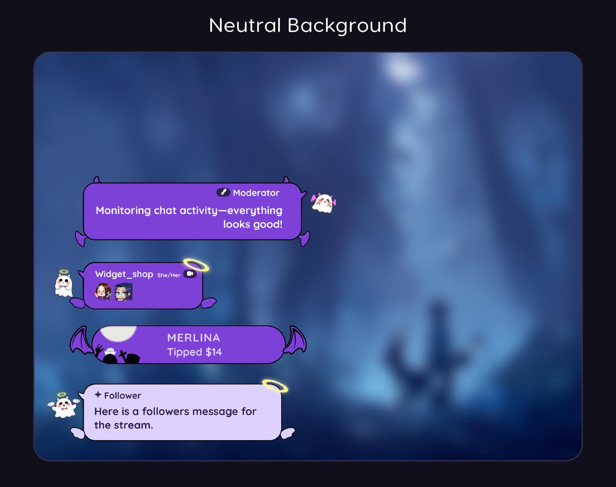 Spooky Twitch Chat Widget - Starry Night Stream Overlay for OBS/StreamElements (Digital Download)