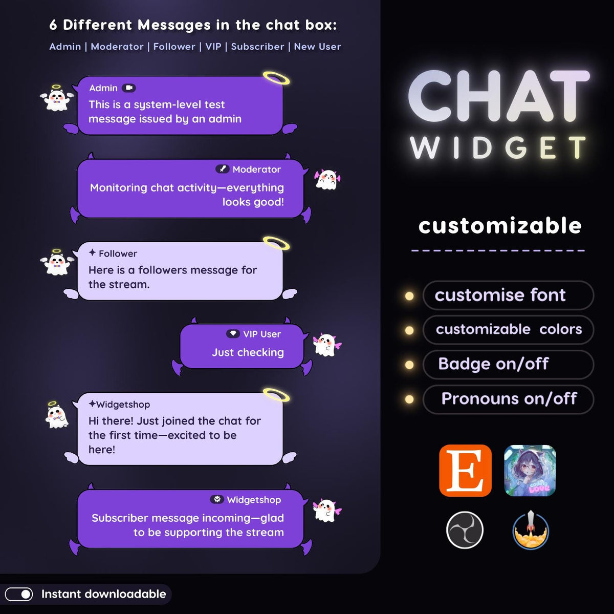 Spooky Twitch Chat Widget - Starry Night Stream Overlay for OBS/StreamElements (Digital Download)