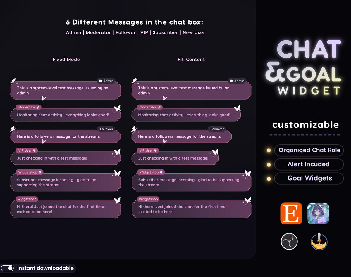 Butterfly Chat Widget | Twitch StreamElements OBS Animated Nature Stream Overlay | Cozy VTuber Streamer