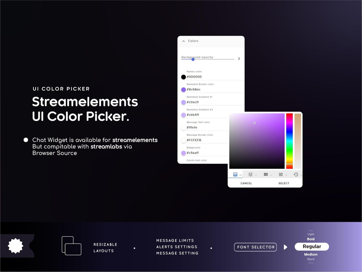 Purple Sakura Chat Widget: Stream Overlay for Twitch (Streamelements Digital Download)