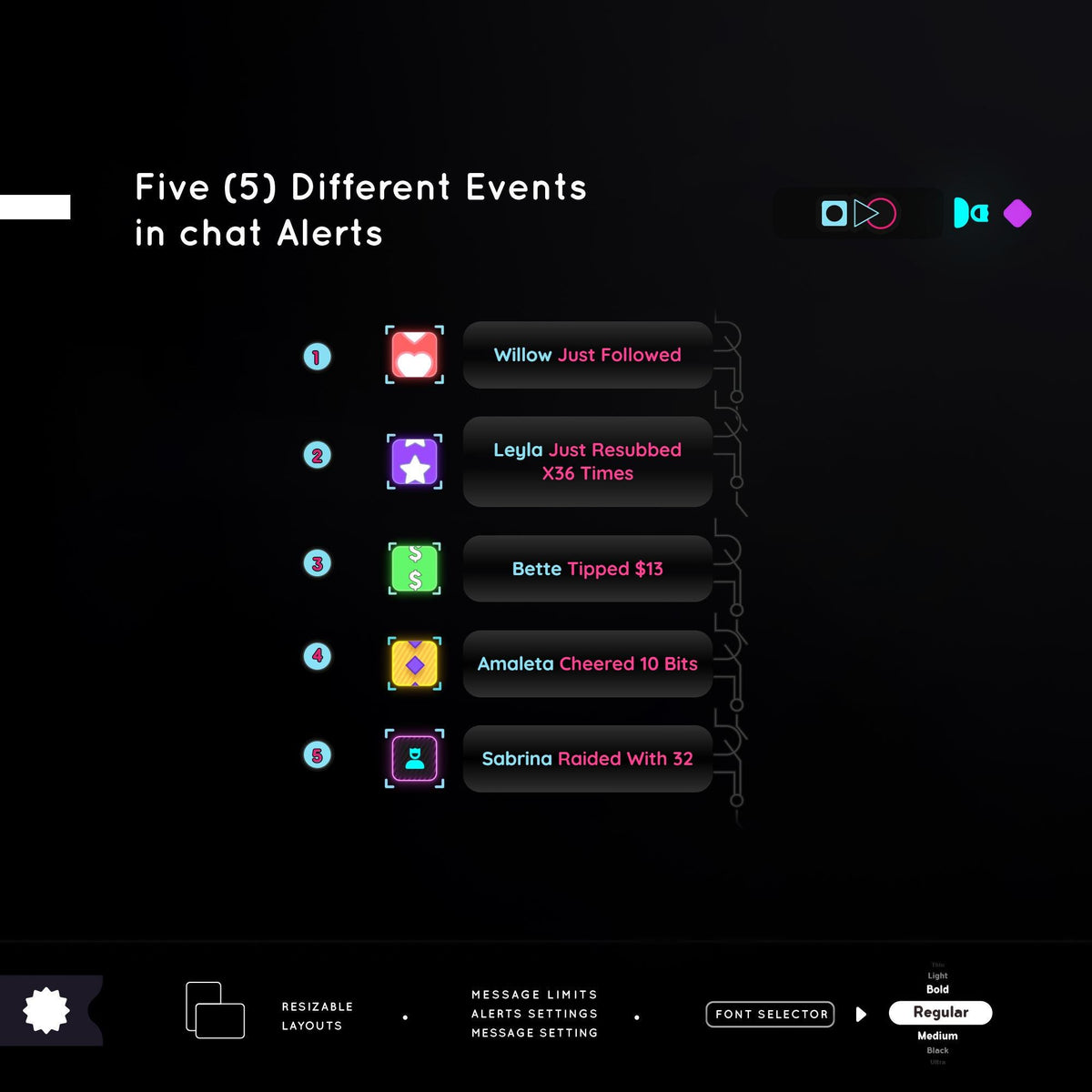 K-Drama Survival Game-Neon-Retro-Chat-Widget-Streamelement-twitch-chat-widget