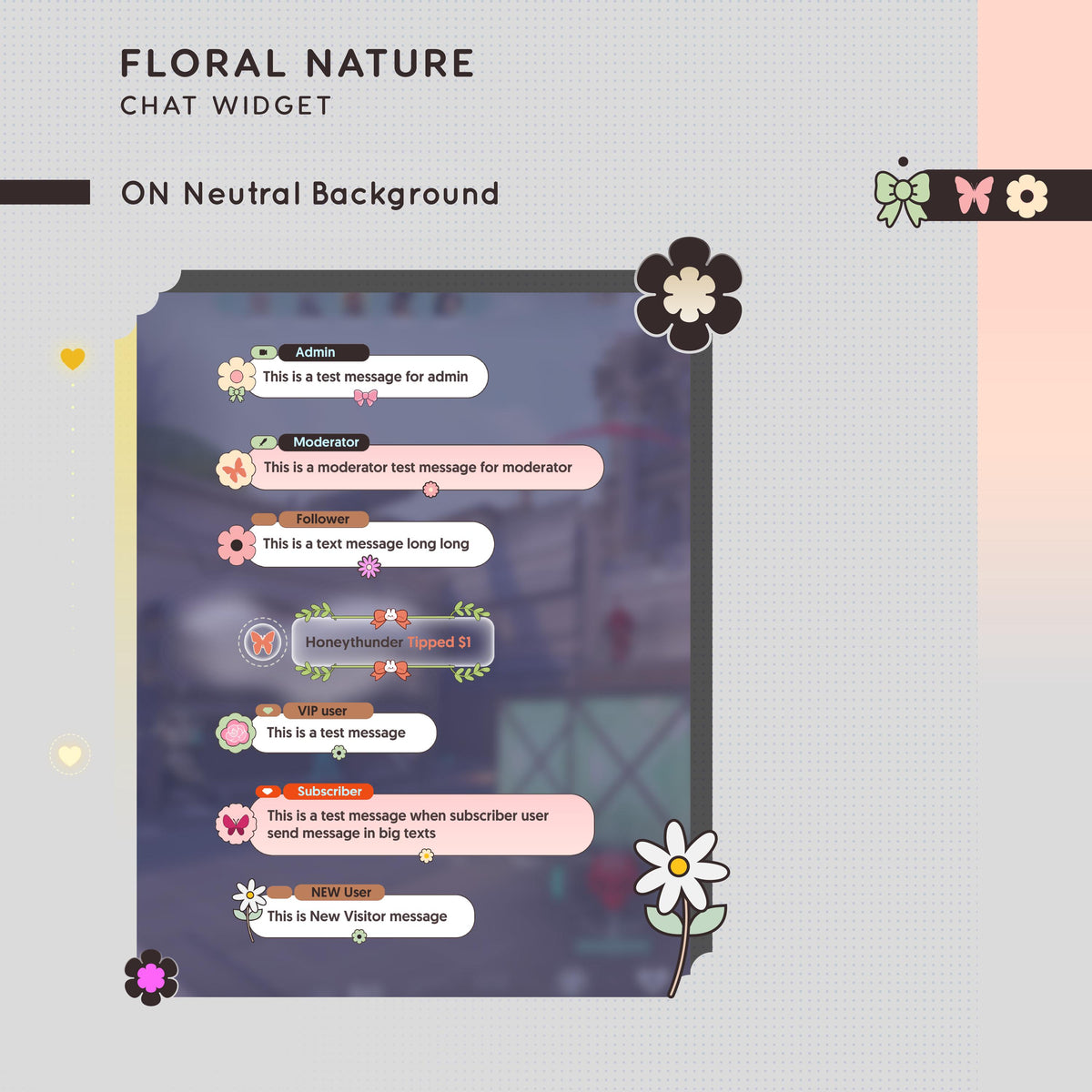 Flower Blossom Chat Widget: Customizable StreamElements Twitch Overlay (PDF Instructions Included