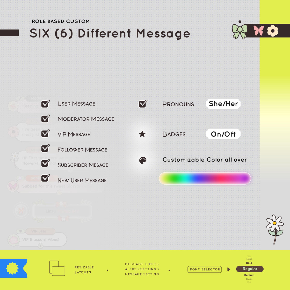 Flower Blossom Chat Widget: Customizable StreamElements Twitch Overlay (PDF Instructions Included