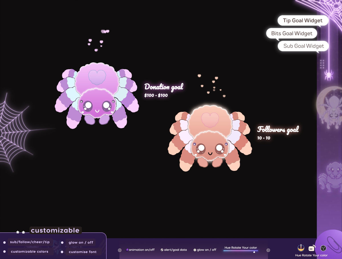 Halloween Spider Goal Widget: Animated Stream Overlay (Digital Download
