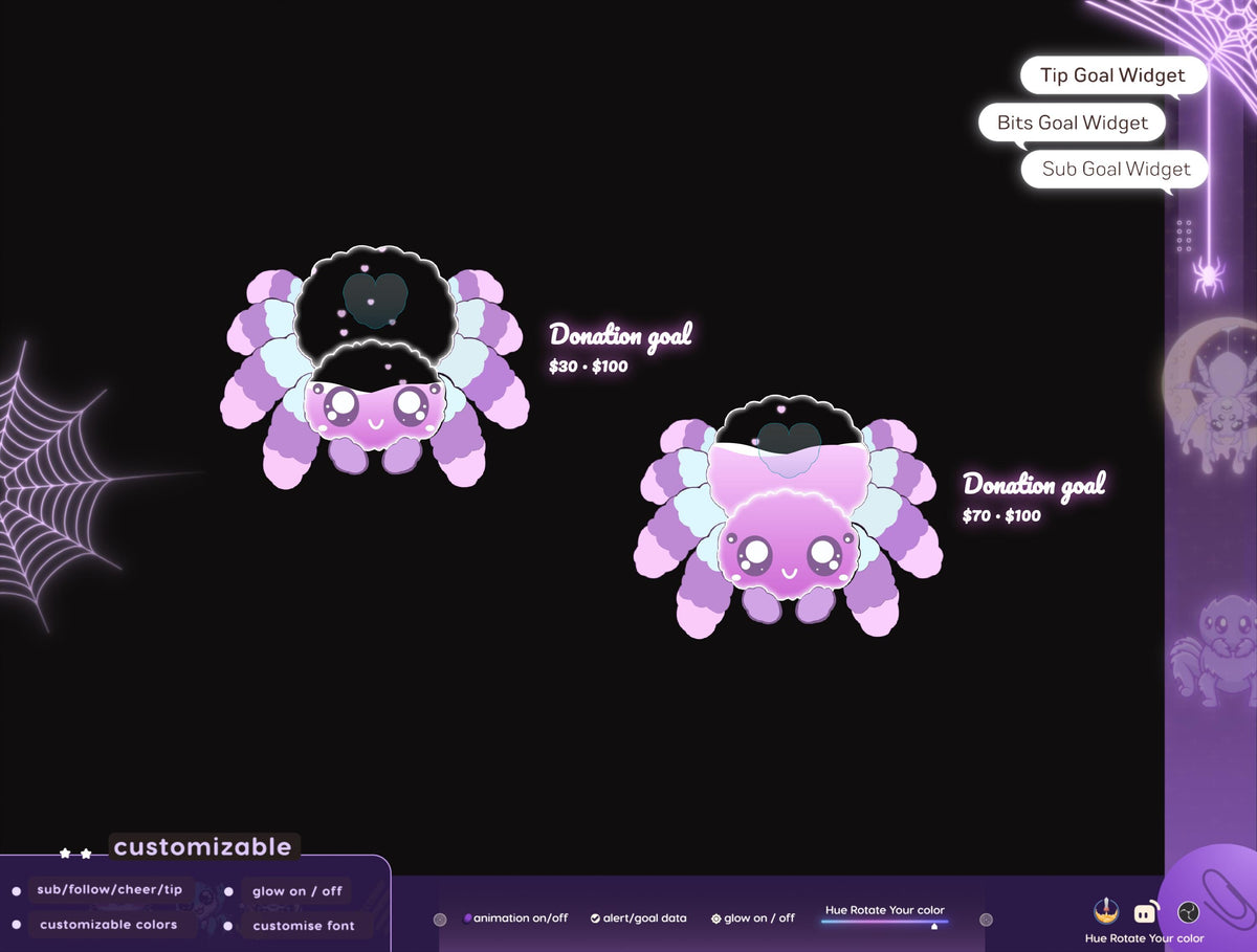 Halloween Spider Goal Widget: Animated Stream Overlay (Digital Download