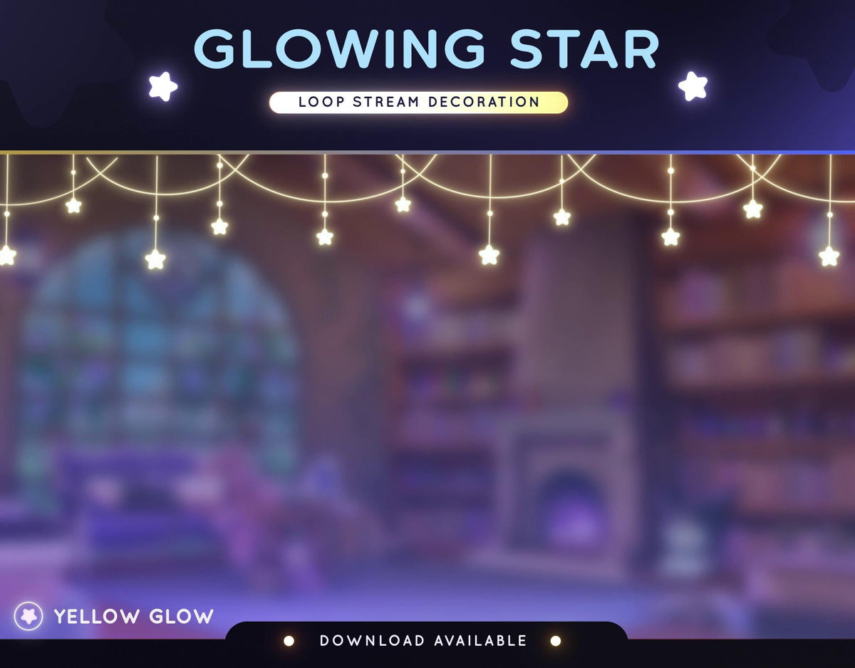 Animated Star Stream Overlay: Looping Video for Twitch, YouTube (Transparent .webm, PDF Instructions)