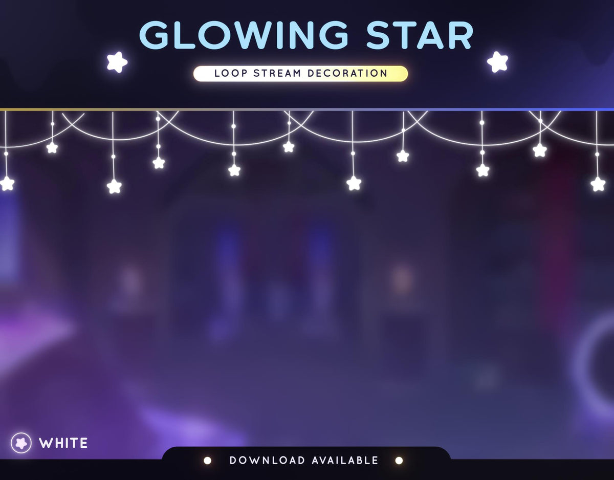 Animated Star Stream Overlay: Looping Video for Twitch, YouTube (Transparent .webm, PDF Instructions)