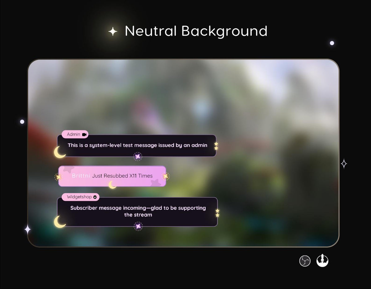 Moon Glow Chat Widget | Twitch StreamElements Animated Starry Night Overlay | Celestial VTuber Streamer