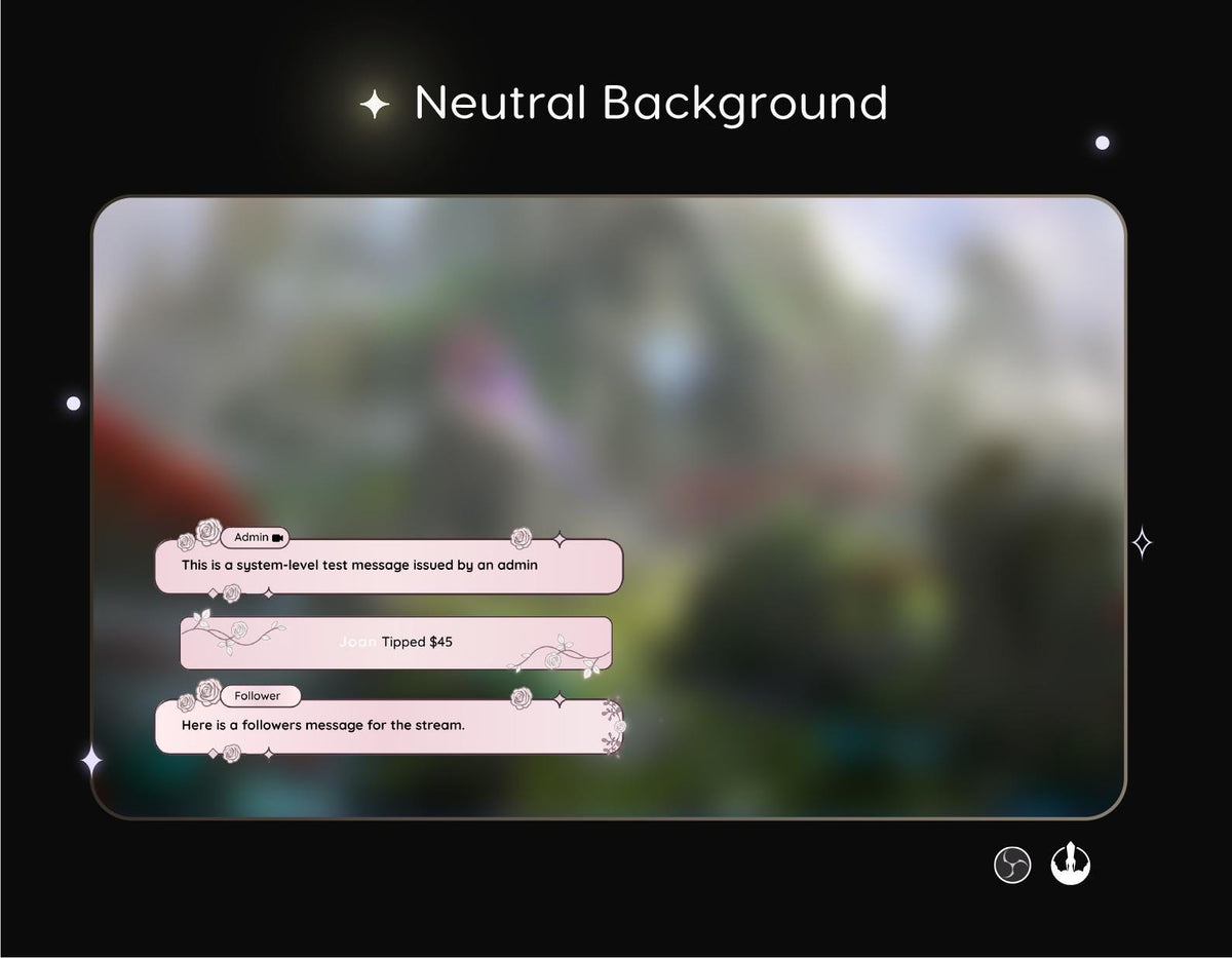 Rose Flower Chat Stream Widget - Minimal, Clean Vibe (Streamelements)