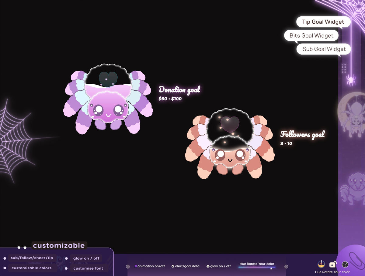 Halloween Spider Goal Widget: Animated Stream Overlay (Digital Download