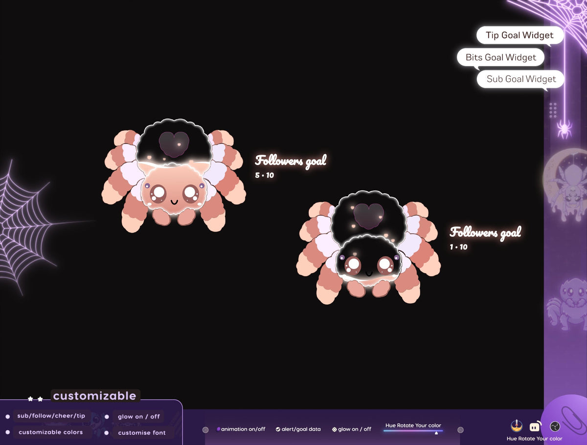 Halloween Spider Goal Widget: Animated Stream Overlay (Digital Download