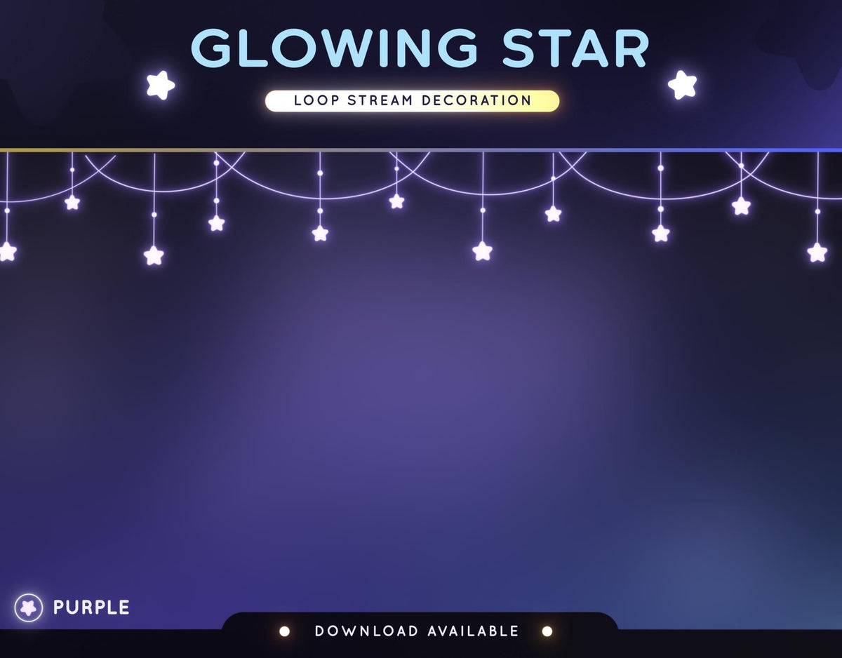 Animated Star Stream Overlay: Looping Video for Twitch, YouTube (Transparent .webm, PDF Instructions)