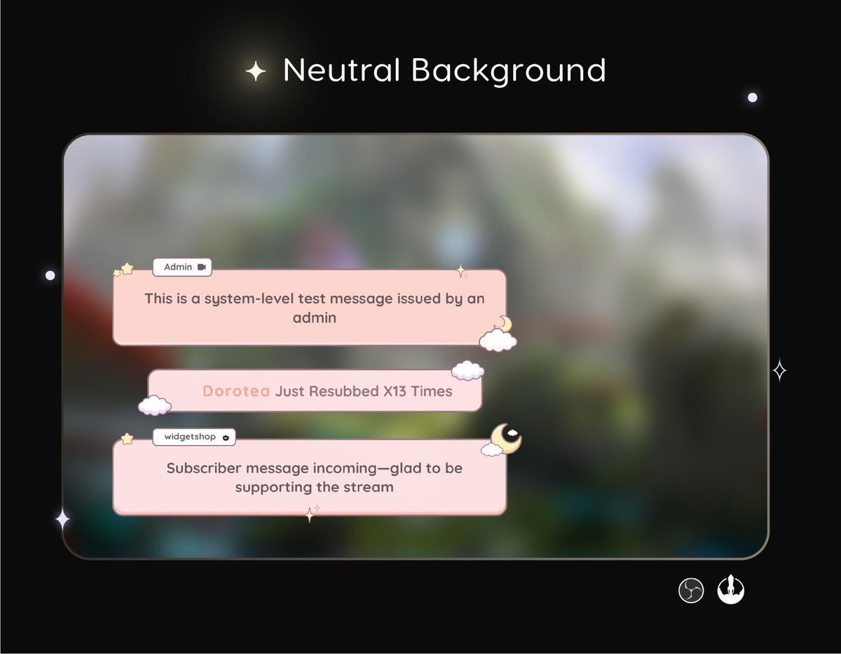 Pastel Moon Chat Widget | Twitch StreamElements OBS Animated Cloud Overlay | Dreamy VTuber Streamer