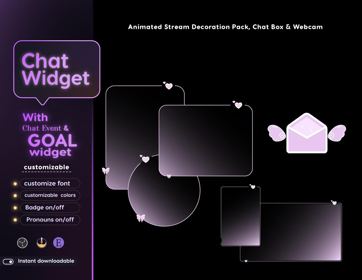 Pastel Animated Chat Widget | StreamElements, Goal, VTuber Overlay