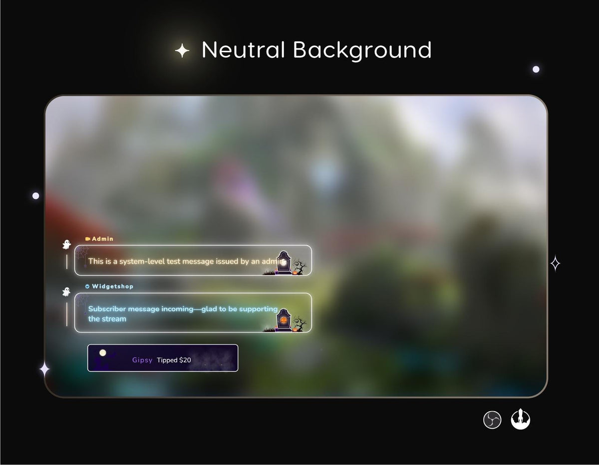 Halloween Neon Chat Widget | Twitch StreamElements Transparent Glow Stream Overlay | Spooky VTuber