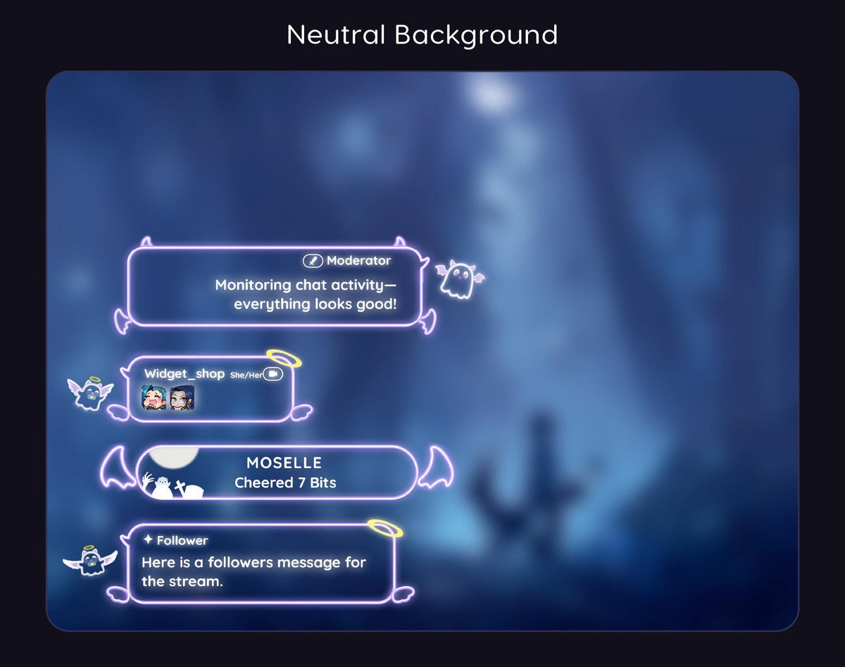 Spooky Neon Chat Widget | Twitch StreamElements Transparent Animated Halloween Overlay | VTuber Streamer