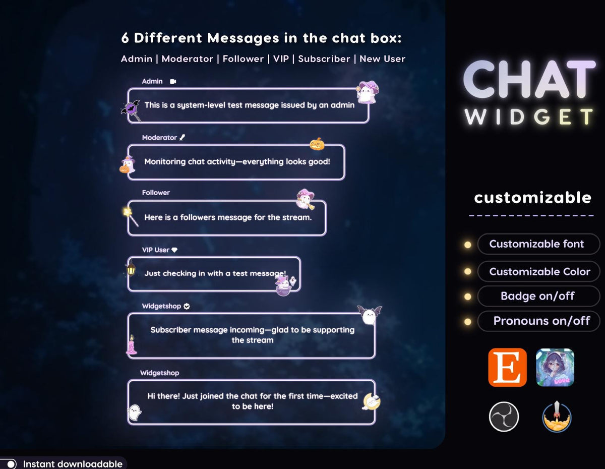 Skull Ghost Chat Widget | Twitch StreamElements Animated Halloween Overlay | Spooky VTuber Streamer