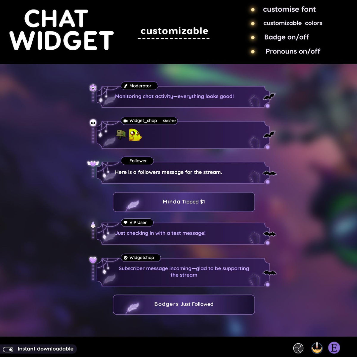 Halloween Skull Ghost Twitch Chat Widget – Customizable Stream Overlay (Digital Download)