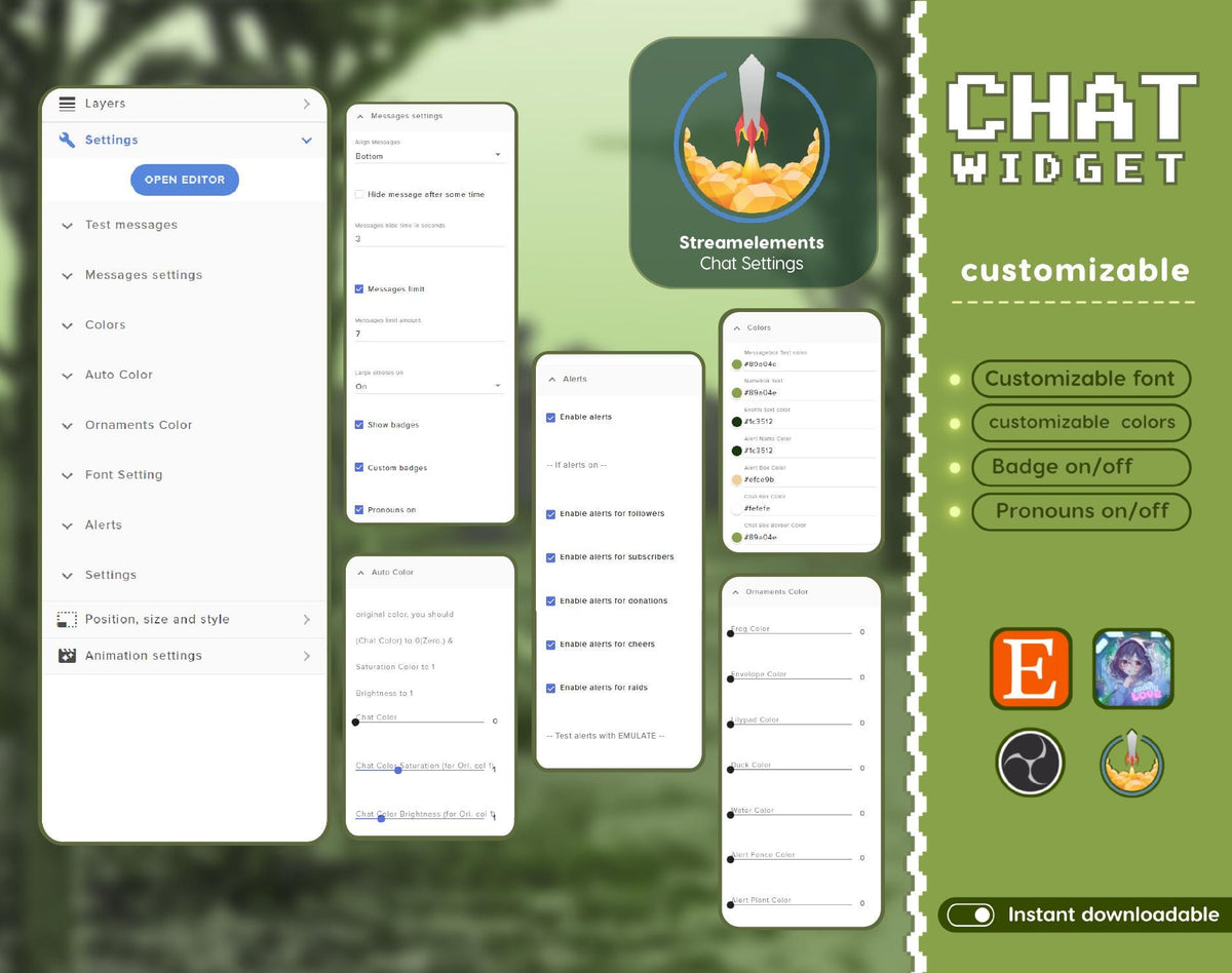 Froggy Pixel Chat Widget | Twitch StreamElements Animated Nature Stream Overlay | Cozy VTuber Streamer