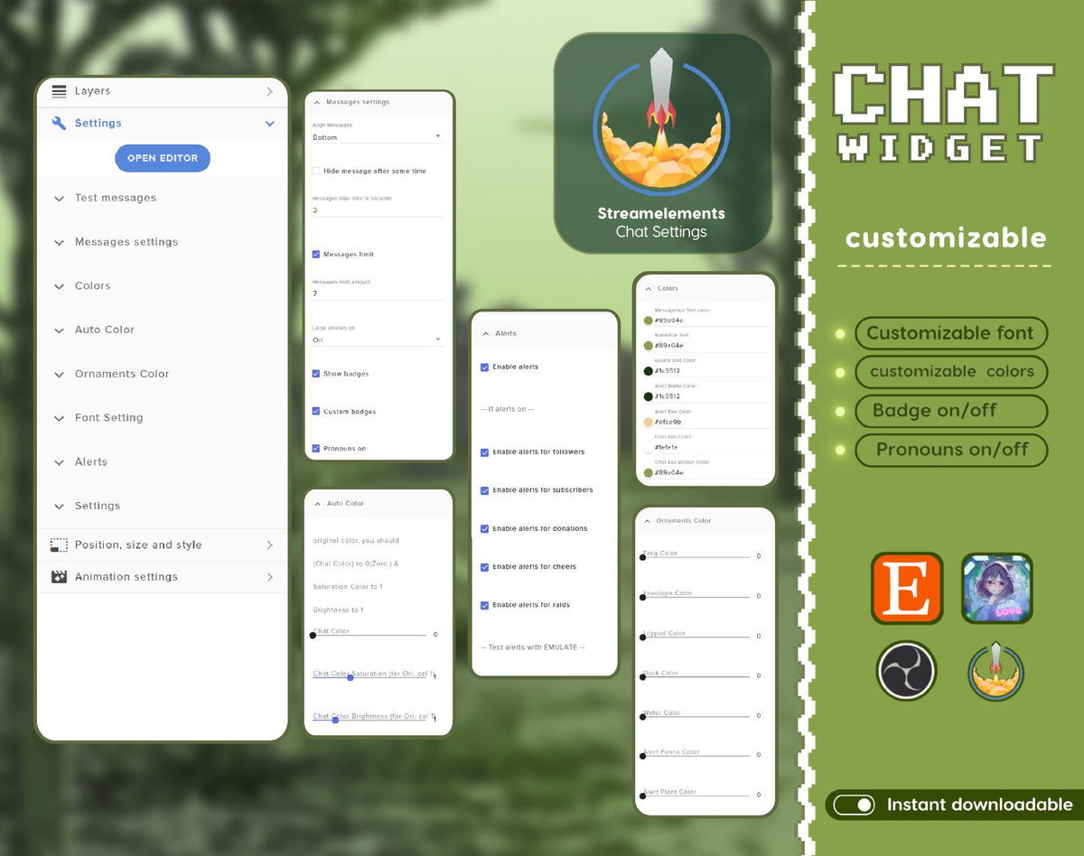 Froggy Pixel Chat Widget | Twitch StreamElements Animated Nature Stream Overlay | Cozy VTuber Streamer