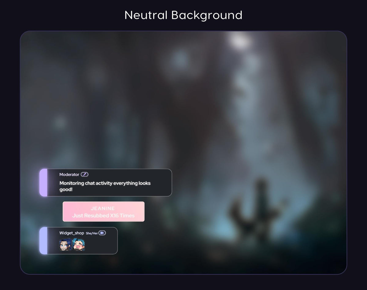 Pastel Neon Glow Chat Widget | Twitch OBS StreamElements Animated Overlay | Kawaii VTuber Streamer