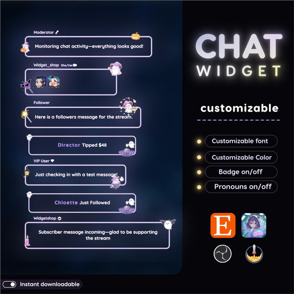 Skull Ghost Chat Widget | Twitch StreamElements Animated Halloween Overlay | Spooky VTuber Streamer
