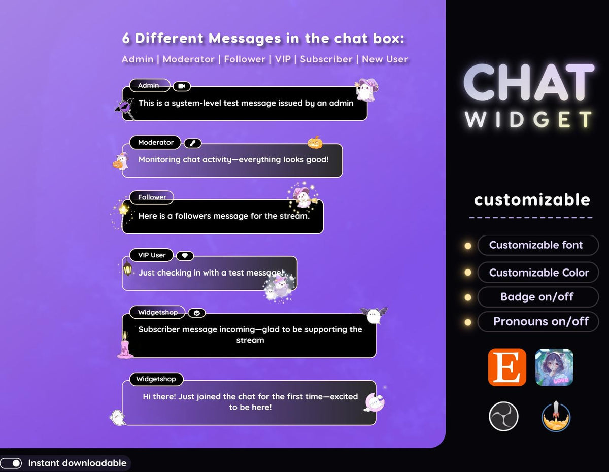 Spooky Ghost Chat Widget | Twitch StreamElements Animated Horror Stream Overlay | VTuber Streamer